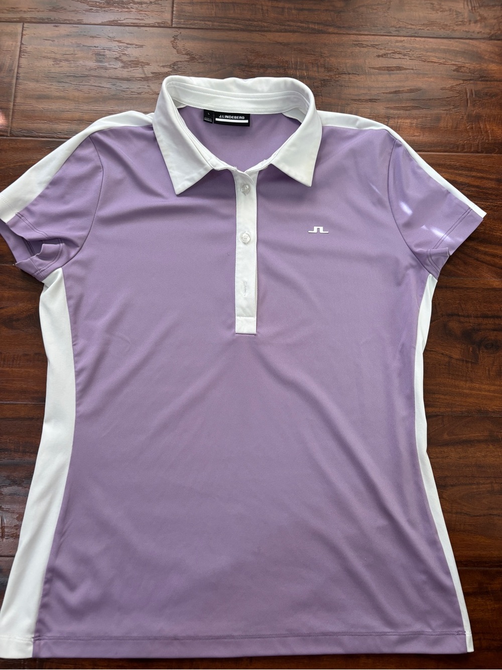 J.Lindeberg Lilac and White Short-Sleeve Polo